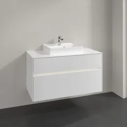 Villeroy & Boch Collaro Тумба под раковину, с подсветкой, 2 выдвижных ящика, 1000 x 548 x 500 mm, Glossy White / Glossy White C016B0DH