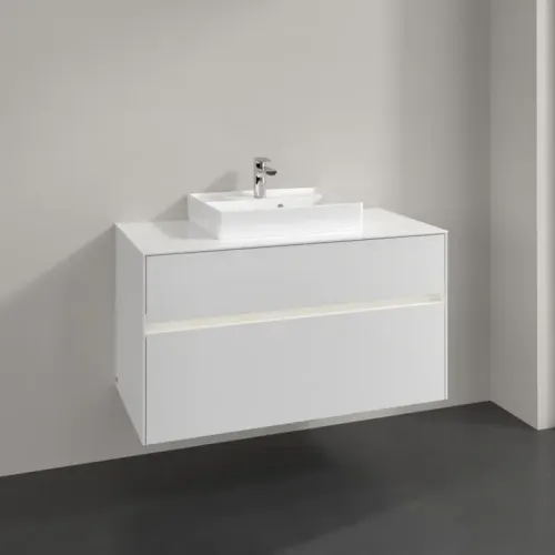 Villeroy & Boch Collaro Тумба под раковину, с подсветкой, 2 выдвижных ящика, 1000 x 548 x 500 mm, Glossy White / Glossy White C016B0DH