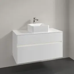 Villeroy & Boch Collaro Тумба под раковину, с подсветкой, 2 выдвижных ящика, 1000 x 548 x 500 mm, Glossy White / Glossy White C038B0DH