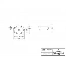 Раковина под столешницу Villeroy & Boch Loop & Friends 36 x 50.5 см 61611001