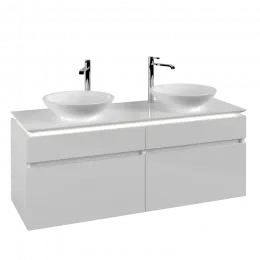 Villeroy & Boch Legato Тумба под раковину, с подсветкой, 4 выдвижных ящика, 1400 x 550 x 500 mm, Glossy White / Glossy White B592L0DH