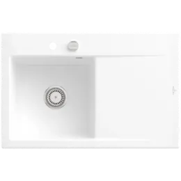 Villeroy & Boch Subway Style 45 Мойка, включая Комплект слива с эксцентриком, выкл Керамика, 780 x 510 mm, Альпийский белый CeramicPlus 334802R1