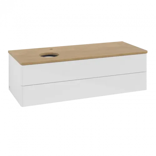 Villeroy & Boch Antao Тумба под раковину, с подсветкой, 2 выдвижных ящика, 1200 x 360 x 500 mm, лицевая поверхность без текстурированной отделки, Glossy White Lacquer / Honey Oak L22051GF