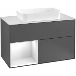 Villeroy & Boch Finion Тумба под раковину, с подсветкой, 2 выдвижных ящика, 1000 x 603 x 501 mm, Silk Grey Matt Lacquer / Silk Grey Matt Lacquer G241HJHJ