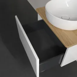 Villeroy & Boch Antao Тумба под раковину, 1 выдвижной ящик, 600 x 360 x 500 mm, лицевая поверхность без текстурированной отделки, Glossy White Lacquer / Honey Oak K29051GF