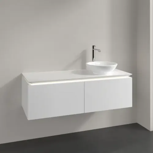 Villeroy & Boch Legato Тумба под раковину, с подсветкой, 2 выдвижных ящика, 1200 x 380 x 500 mm, Glossy White / Glossy White B581L0DH