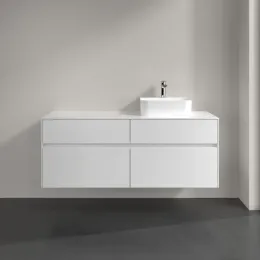 Villeroy & Boch Collaro Тумба под раковину, с подсветкой, 4 выдвижных ящика, 1400 x 548 x 500 mm, Glossy White / Glossy White C102B0DH
