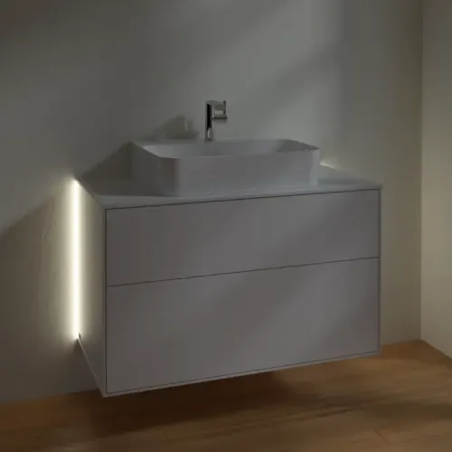 Villeroy & Boch Finion Тумба под раковину, с подсветкой, 2 выдвижных ящика, 1000 x 603 x 501 mm, Glossy White Lacquer G10100GF