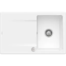 Villeroy & Boch Siluet 45 flat Мойка, включая Комплект слива с эксцентриком, выкл TitanCeram, 780 x 490 mm, Альпийский белый CeramicPlus 33342FR1