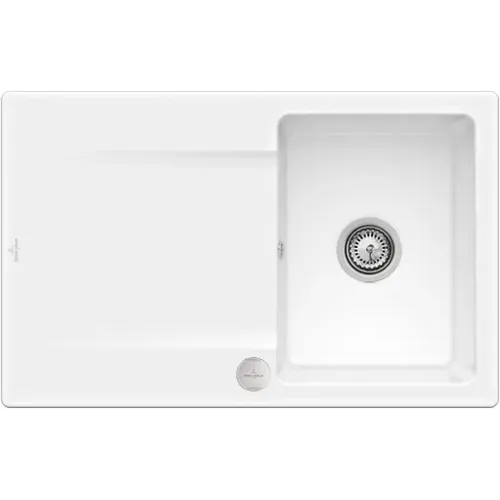 Villeroy & Boch Siluet 45 flat Мойка, включая Комплект слива с эксцентриком, выкл TitanCeram, 780 x 490 mm, Альпийский белый CeramicPlus 33342FR1