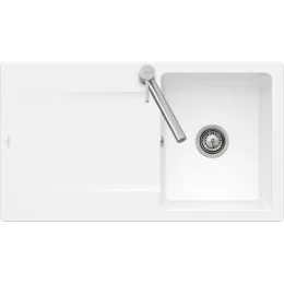 Villeroy & Boch Siluet 50 Мойка, включая Комплект слива с ручным управлением, выкл TitanCeram, 900 x 510 mm, Альпийский белый CeramicPlus 333501R1