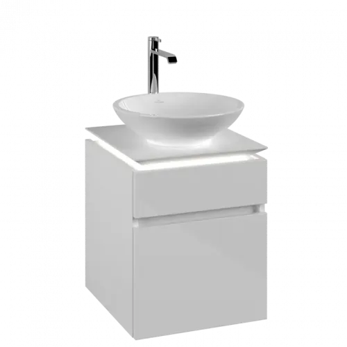 Villeroy & Boch Legato Тумба под раковину, с подсветкой, 2 выдвижных ящика, 450 x 550 x 500 mm, Glossy White / Glossy White B566L0DH