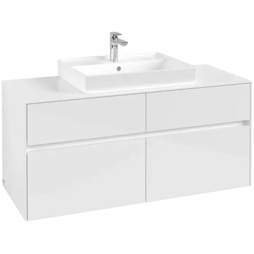 Villeroy & Boch Collaro Тумба под раковину, 4 выдвижных ящика, 1200 x 548 x 500 mm, Glossy White / Glossy White C08100DH