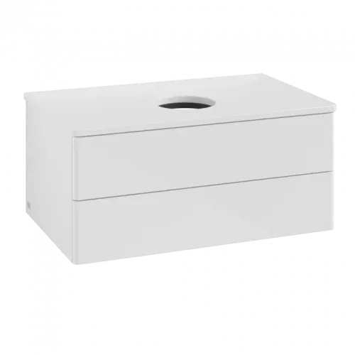 Villeroy & Boch Antao Тумба под раковину, 2 выдвижных ящика, 800 x 360 x 500 mm, лицевая поверхность без текстурированной отделки, Glossy White Lacquer / Glossy White Lacquer K19010GF
