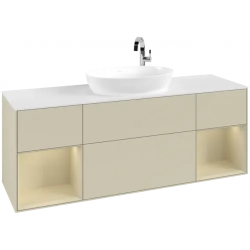 Villeroy & Boch Finion Тумба под раковину, с подсветкой, 4 выдвижных ящика, 1600 x 603 x 501 mm, Silk Grey Matt Lacquer / Silk Grey Matt Lacquer F981HJHJ