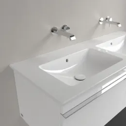 Villeroy & Boch Venticello Двойная раковина для установки на тумбу, 1300 x 500 x 170 mm, Альпийский белый CeramicPlus, с переливом 4111DJR1