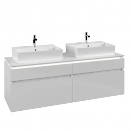 Villeroy & Boch Legato Тумба под раковину, с подсветкой, 4 выдвижных ящика, 1600 x 550 x 500 mm, Glossy White / Glossy White B677L0DH