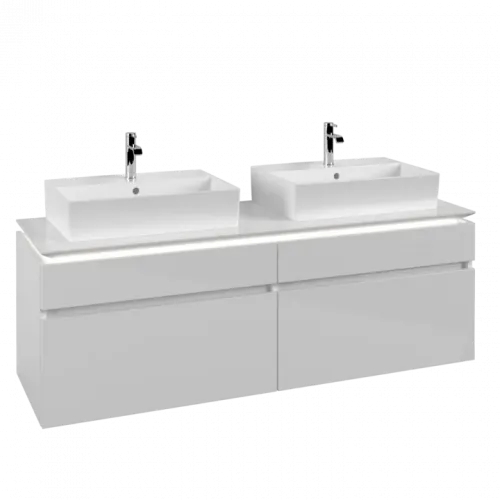 Villeroy & Boch Legato Тумба под раковину, с подсветкой, 4 выдвижных ящика, 1600 x 550 x 500 mm, Glossy White / Glossy White B677L0DH