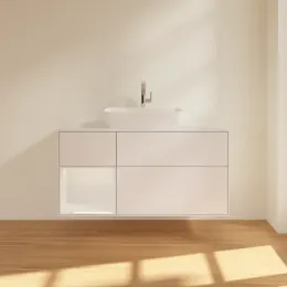 Villeroy & Boch Finion Тумба под раковину, с подсветкой, 3 выдвижных ящика, 1200 x 603 x 501 mm, Glossy White Lacquer / Glossy White Lacquer F821GFGF