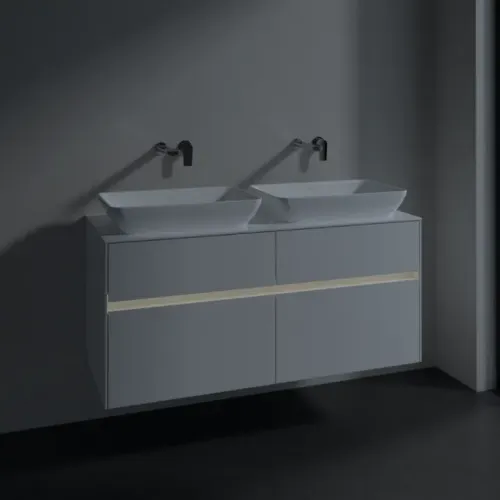 Villeroy & Boch Collaro Тумба под раковину, с подсветкой, 4 выдвижных ящика, 1200 x 548 x 500 mm, Glossy White / Glossy White C115B0DH