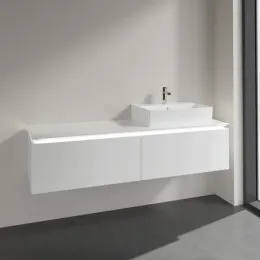 Villeroy & Boch Legato Тумба под раковину, с подсветкой, 2 выдвижных ящика, 1600 x 380 x 500 mm, Glossy White / Glossy White B674L0DH