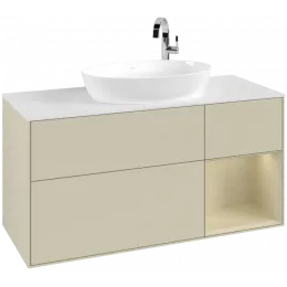 Villeroy & Boch Finion Тумба под раковину, с подсветкой, 3 выдвижных ящика, 1200 x 603 x 501 mm, Silk Grey Matt Lacquer / Silk Grey Matt Lacquer G951HJHJ