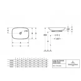 Раковина накладная Villeroy & Boch Loop&Friends 56 x 38 см Graphite CeramicPlus 4A4900i4
