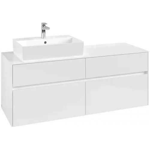 Villeroy & Boch Collaro Тумба под раковину, 4 выдвижных ящика, 1400 x 548 x 500 mm, Glossy White / Glossy White C13200DH