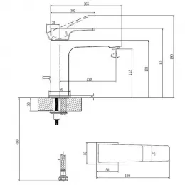 Смеситель Villeroy & Boch Architectura Square TVW12500100064 для раковины, никель TVW12500100064