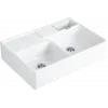 Villeroy & Boch Полувстраиваемая мойка с двойной раковиной Мойка с двумя чашами, включая Контейнер для отходов, Комплект слива с ручным управлением, Крепежный комплект, выкл Керамика, 895 x 630 mm, Альпийский белый CeramicPlus 632391R1
