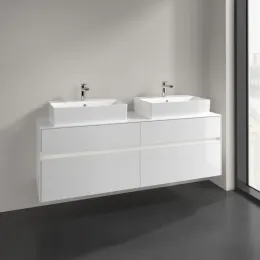 Villeroy & Boch Collaro Тумба под раковину, с подсветкой, 4 выдвижных ящика, 1600 x 548 x 500 mm, Glossy White / Glossy White C137B0DH