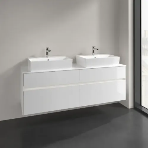 Villeroy & Boch Collaro Тумба под раковину, с подсветкой, 4 выдвижных ящика, 1600 x 548 x 500 mm, Glossy White / Glossy White C137B0DH