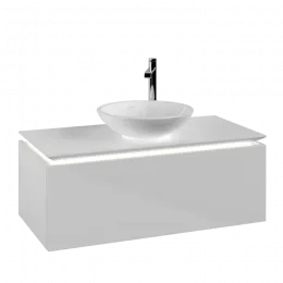 Villeroy & Boch Legato Тумба под раковину, с подсветкой, 1 выдвижной ящик, 1000 x 380 x 500 mm, Glossy White / Glossy White B571L0DH