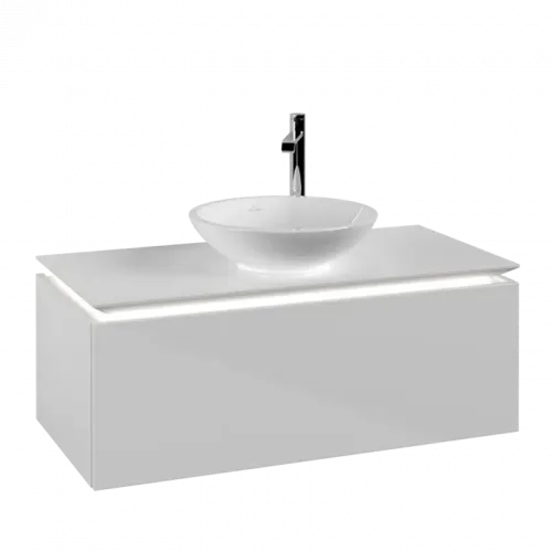 Villeroy & Boch Legato Тумба под раковину, с подсветкой, 1 выдвижной ящик, 1000 x 380 x 500 mm, Glossy White / Glossy White B571L0DH