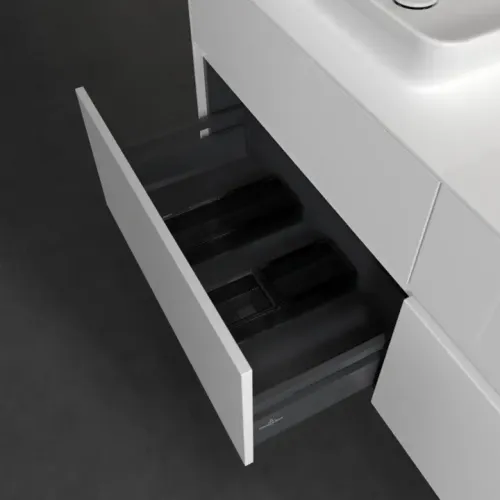 Villeroy & Boch Collaro Тумба под раковину, с подсветкой, 4 выдвижных ящика, 1400 x 548 x 500 mm, Glossy White / Glossy White C117B0DH