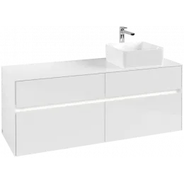 Villeroy & Boch Collaro Тумба под раковину, с подсветкой, 4 выдвижных ящика, 1400 x 548 x 500 mm, Glossy White / Glossy White C047B0DH
