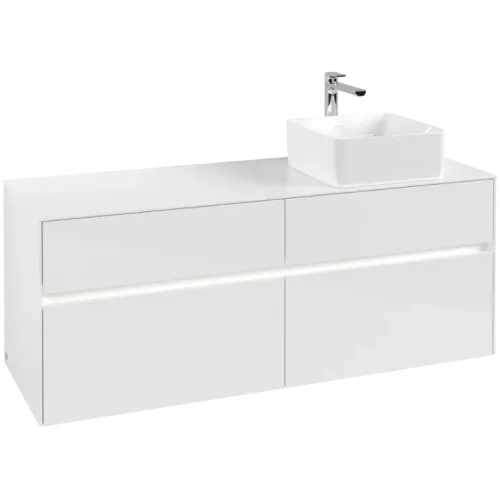 Villeroy & Boch Collaro Тумба под раковину, с подсветкой, 4 выдвижных ящика, 1400 x 548 x 500 mm, Glossy White / Glossy White C047B0DH