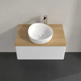 Villeroy & Boch Antao Тумба под раковину, с подсветкой, 2 выдвижных ящика, 800 x 360 x 500 mm, лицевая поверхность без текстурированной отделки, Glossy White Lacquer / Honey Oak L19051GF