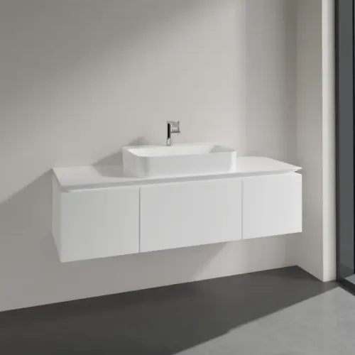 Villeroy & Boch Legato Тумба под раковину, 3 выдвижных ящика, 1400 x 380 x 500 mm, Glossy White / Glossy White B75900DH