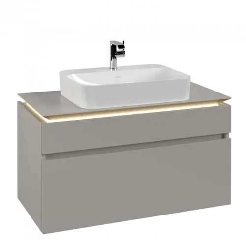 Villeroy & Boch Legato Тумба под раковину, с подсветкой, 2 выдвижных ящика, 1000 x 550 x 500 mm, Soft Grey / Soft Grey B756L0VK