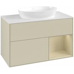 Villeroy & Boch Finion Тумба под раковину, с подсветкой, 2 выдвижных ящика, 1000 x 603 x 501 mm, Silk Grey Matt Lacquer / Silk Grey Matt Lacquer GA21HJHJ