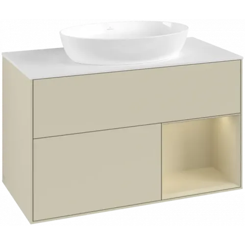 Villeroy & Boch Finion Тумба под раковину, с подсветкой, 2 выдвижных ящика, 1000 x 603 x 501 mm, Silk Grey Matt Lacquer / Silk Grey Matt Lacquer GA21HJHJ