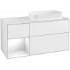 Villeroy & Boch Finion Тумба под раковину, с подсветкой, 3 выдвижных ящика, 1200 x 603 x 501 mm, Glossy White Lacquer / Glossy White Lacquer G271GFGF