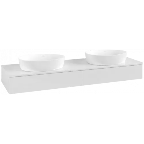 Villeroy & Boch Antao Тумба под раковину, с подсветкой, 2 выдвижных ящика, 1600 x 190 x 500 mm, лицевая поверхность без текстурированной отделки, Glossy White Lacquer / Glossy White Lacquer L17010GF