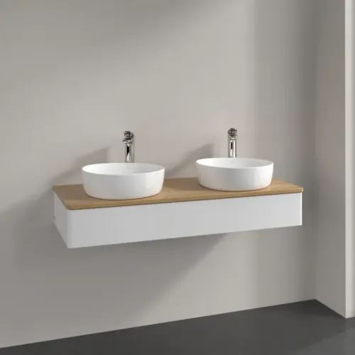 Villeroy & Boch Antao Тумба под раковину, 1 выдвижной ящик, 1200 x 190 x 500 mm, лицевая поверхность без текстурированной отделки, Glossy White Lacquer / Honey Oak K13051GF