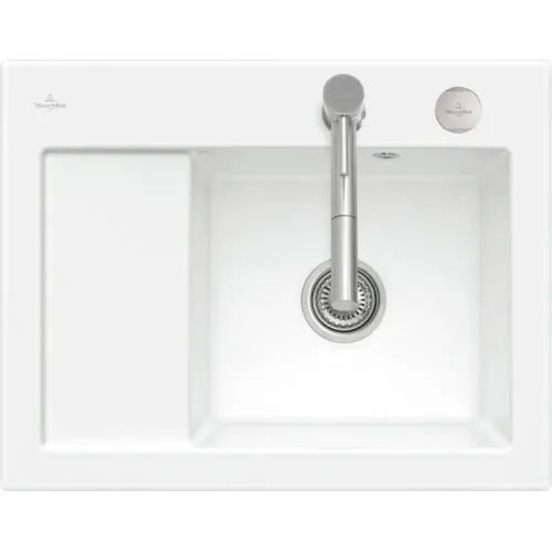 Villeroy & Boch Subway 45 Compact Мойка, включая Комплект слива с эксцентриком, выкл Керамика, 650 x 510 mm, Альпийский белый CeramicPlus 331302R1
