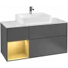 Villeroy & Boch Finion Тумба под раковину, с подсветкой, 3 выдвижных ящика, 1200 x 603 x 501 mm, Anthracite Matt Lacquer / Gold Matt Lacquer F161HFGK