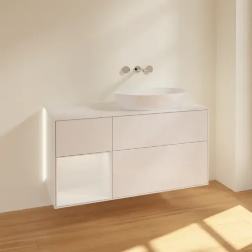 Villeroy & Boch Finion Тумба под раковину, с подсветкой, 3 выдвижных ящика, 1200 x 603 x 501 mm, Glossy White Lacquer / Glossy White Lacquer GA41GFGF