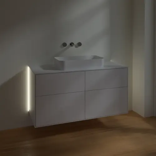 Villeroy & Boch Finion Тумба под раковину, с подсветкой, 4 выдвижных ящика, 1200 x 603 x 501 mm, Glossy White Lacquer G67100GF