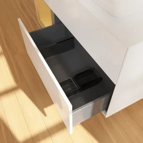 Villeroy & Boch Finion Тумба под раковину, с подсветкой, 3 выдвижных ящика, 1200 x 603 x 501 mm, Glossy White Lacquer / Gold Matt Lacquer G801HFGF